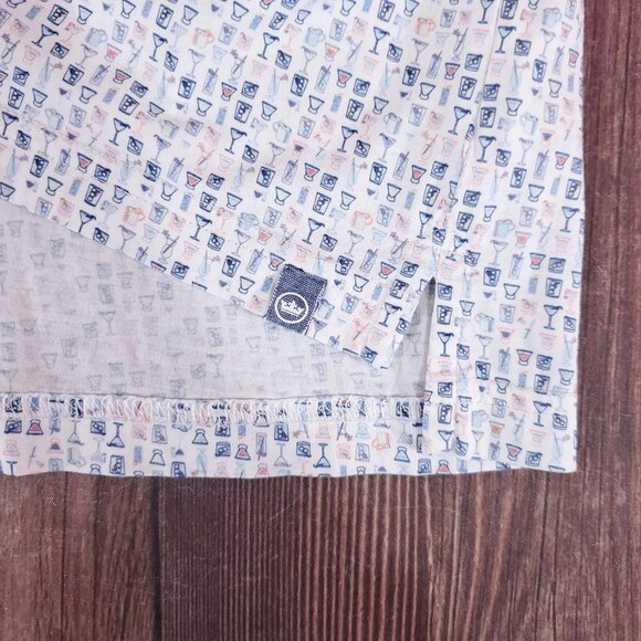 Peter Millar Seaside Mens XXL Sand Bar Aqua Cotton Polo Shirt Cocktail Martini - Picture 5 of 12